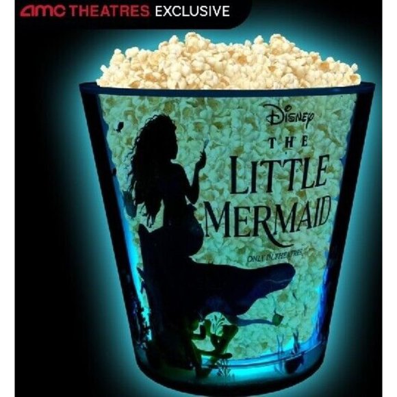 Disney The Little Mermaid 2023 AMC Light up Popcorn Bucket Vessel 130oz NEW - Picture 6 of 6